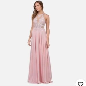 Dancing Queen Blush Lace Halter Prom Dress Size S